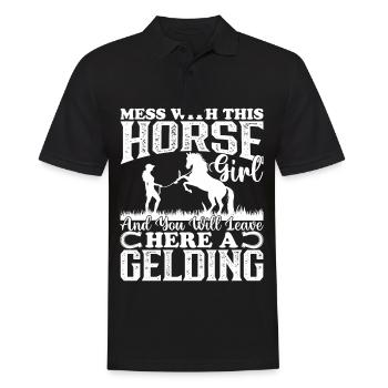 Jouez avec cette fille de cheval et vous partirez d’ici - Polo Homme - noir - Devant - Kai (181cm)