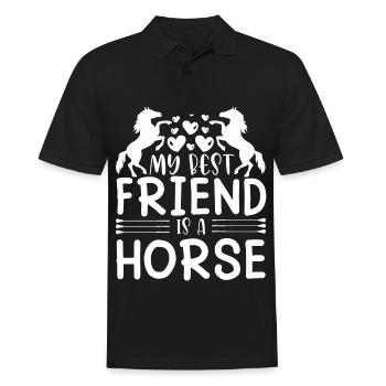 Mon meilleur ami est un cheval - - Polo Homme - noir - Devant - Kai (181cm)