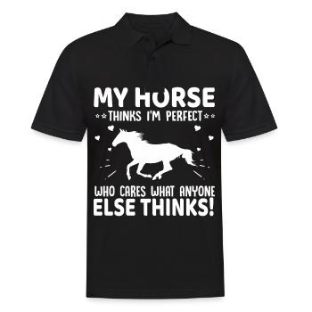 Mein Pferd denkt, ich bin perfekt, wen kümmert es, - Männer Poloshirt - Schwarz - Vorne - Kai (181cm)