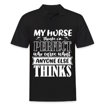 Mein Pferd denkt, ich bin perfekt, wen kümmert's, - Männer Poloshirt - Schwarz - Vorne - Kai (181cm)