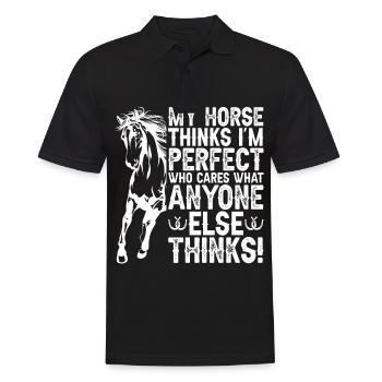 Mein Pferd denkt, ich bin perfekt und es ist mir e - Männer Poloshirt - Schwarz - Vorne - Kai (181cm)