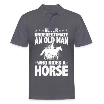 Unterschätze niemals einen alten Mann, der ein Pfe - Männer Poloshirt - Anthrazit - Vorne - Nico (186cm)