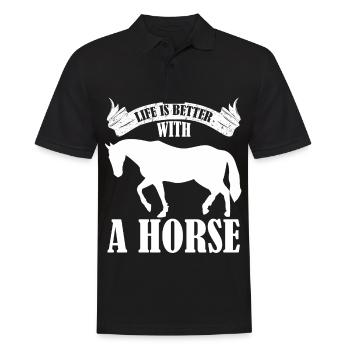 La vie est meilleure avec un cheval - - Polo Homme - noir - Devant - Kai (181cm)
