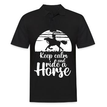 Restez calme et montez à cheval - - Polo Homme - noir - Devant - Kai (181cm)