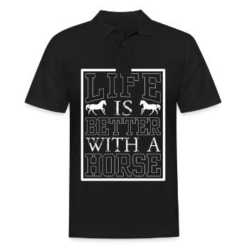 Das Leben ist besser mit einem Pferd 4 - - Männer Poloshirt - Schwarz - Vorne - Kai (181cm)