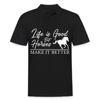 La vie est belle, mais les chevaux font mieux - - Polo Homme - noir - Devant - Kai (181cm)