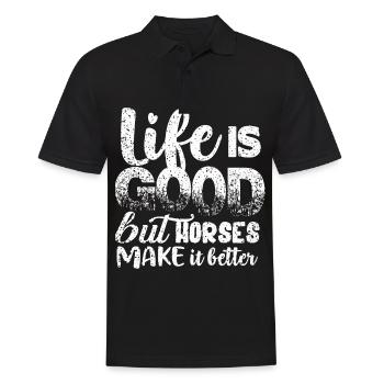 Life is good, but horses do better 3 - Men's Polo Shirt - black - Front - Kai (181cm)