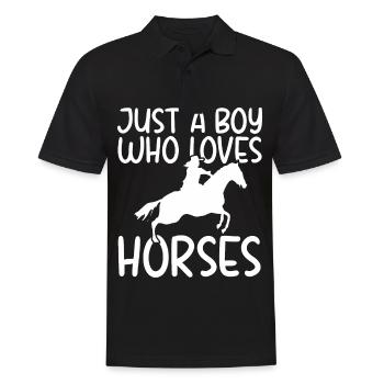Nur ein Junge, der Pferde liebt - - Männer Poloshirt - Schwarz - Vorne - Kai (181cm)
