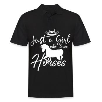 Just A Girl Who Loves Horses 20 - - Männer Poloshirt - Schwarz - Vorne - Kai (181cm)