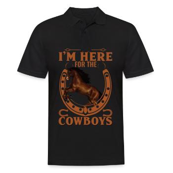 Ich bin wegen der Cowboys hier - - Männer Poloshirt - Schwarz - Vorne - Kai (181cm)