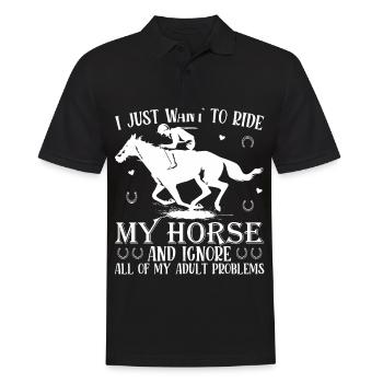 Je veux juste monter mon cheval et tous les - Polo Homme - noir - Devant - Kai (181cm)