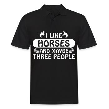 J’aime les chevaux et peut-être trois personnes - - Polo Homme - noir - Devant - Kai (181cm)