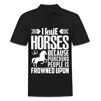 Ich reite Pferde, weil es verpönt ist, Leute zu ve - Männer Poloshirt - Schwarz - Vorne - Kai (181cm)