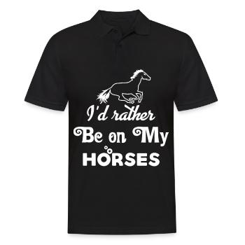 Je préférerais être sur mes chevaux - - Polo Homme - noir - Devant - Kai (181cm)