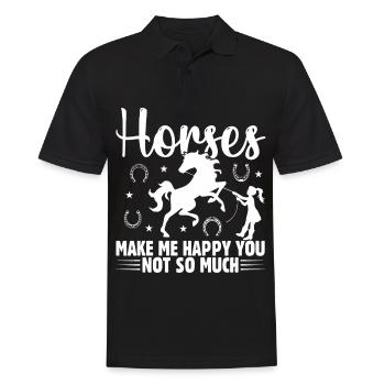 Horses make me happy you not so much 1 - - Men's Polo Shirt - black - Front - Kai (181cm)