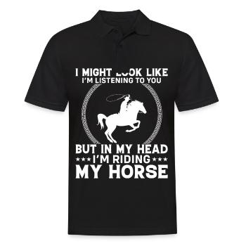 I may look like I'm listening to you, - Men's Polo Shirt - black - Front - Kai (181cm)