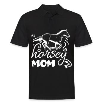 Pferdchen-Mama 1 - - Männer Poloshirt - Schwarz - Vorne - Kai (181cm)