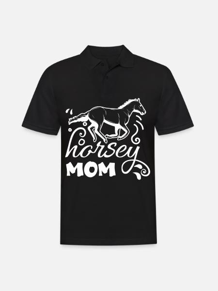 Pferdchen-Mama 1 - - Männer Poloshirt - Schwarz