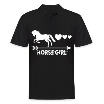 Pferd Mädchen 4 - - Männer Poloshirt - Schwarz - Vorne - Kai (181cm)