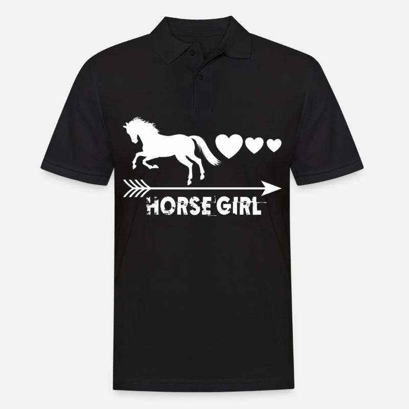 Pferd Mädchen 4 - - Männer Poloshirt - Schwarz