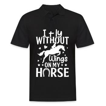 I fly without wings on my horse - (2) - Men's Polo Shirt - black - Front - Kai (181cm)