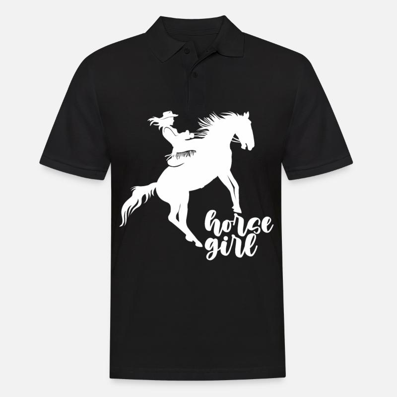 Pferd Mädchen - - Männer Poloshirt - Schwarz