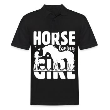 Fille aimant les chevaux - - Polo Homme - noir - Devant - Kai (181cm)