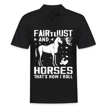 Feenstaub und Pferde - So bin ich drauf - - Männer Poloshirt - Schwarz - Vorne - Kai (181cm)