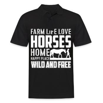 Farm Life Love Horses Home Happy Place Wild And Ven - Polo Homme - noir - Devant - Kai (181cm)