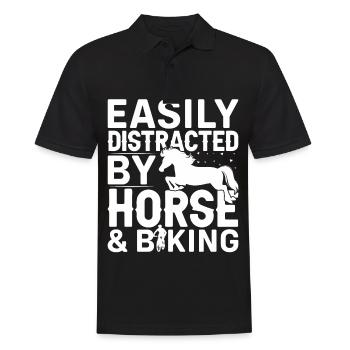 Facilement distrait par les chevaux et le cyclisme - - Polo Homme - noir - Devant - Kai (181cm)