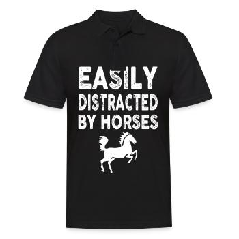 Facilement distrait par les chevaux 5 - - Polo Homme - noir - Devant - Kai (181cm)