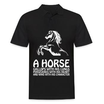 Un cheval galope avec ses poumons et s’arrête avec le - Polo Homme - noir - Devant - Kai (181cm)