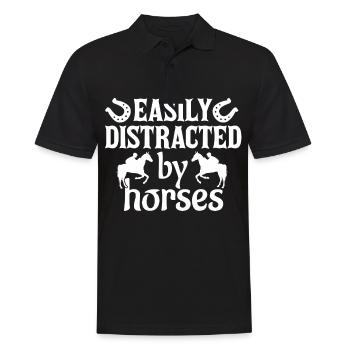 Facilement distrait par les chevaux 1 - - Polo Homme - noir - Devant - Kai (181cm)