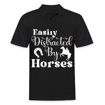 Facilement distrait par les chevaux 2 - - Polo Homme - noir - Devant - Kai (181cm)
