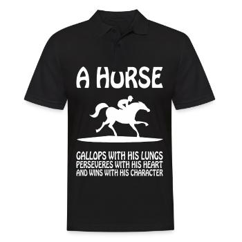 Un cheval galope avec ses poumons et ses conserves - Polo Homme - noir - Devant - Kai (181cm)