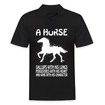 Un cheval galope avec ses poumons et ses conserves - Polo Homme - noir - Devant - Kai (181cm)