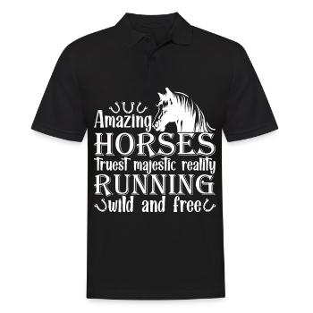Chevaux étonnants Vrai Réalité majestueuse Courir Wil - Polo Homme - noir - Devant - Kai (181cm)