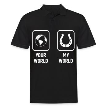 Deine Welt Meine Welt - Hufeisen - - Männer Poloshirt - Schwarz - Vorne - Kai (181cm)