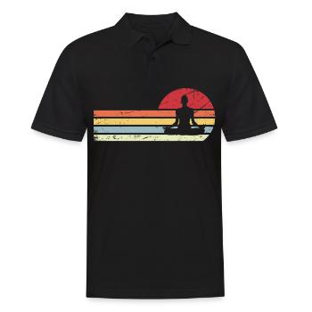 Sonne und Retro-Linien - Yoga - - Männer Poloshirt - Schwarz - Vorne - Kai (181cm)