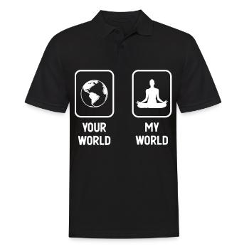 Deine Welt Meine Welt - Yoga - - Männer Poloshirt - Schwarz - Vorne - Kai (181cm)