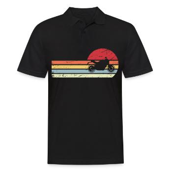 Sonne und Retro-Linien - Motorrad - - Männer Poloshirt - Schwarz - Vorne - Kai (181cm)