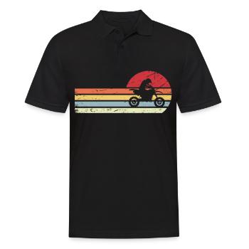 Sonne und Retro-Linien - Kerl Motorrad - - Männer Poloshirt - Schwarz - Vorne - Kai (181cm)