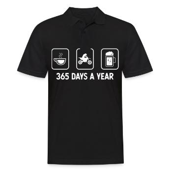 365 Tage im Jahr - Bier - Kerl Motorrad - - Männer Poloshirt - Schwarz - Vorne - Kai (181cm)