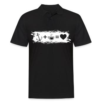 Grunge-Rechteck - Herz - Kaffee - Anker - - Männer Poloshirt - Schwarz - Vorne - Kai (181cm)