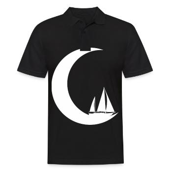 Mondsichel - Segeln - - Männer Poloshirt - Schwarz - Vorne - Kai (181cm)