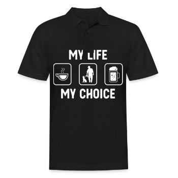 My life, my choice - Beer - Man with dog - - Men's Polo Shirt - black - Front - Kai (181cm)
