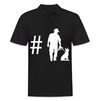 Hashtag - Homme avec chien - - Polo Homme - noir - Devant - Kai (181cm)