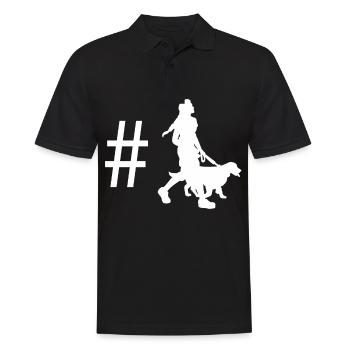 Hashtag - Frau mit Hund - - Männer Poloshirt - Schwarz - Vorne - Kai (181cm)