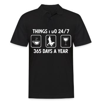 Thinks I Do 24-7 365 Days A Year - Wein - Frau mit - Männer Poloshirt - Schwarz - Vorne - Kai (181cm)