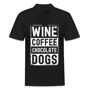 Vin-Café-Chocolat-Chiens - Polo Homme - noir - Devant - Kai (181cm)
